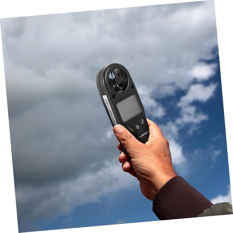 مقياس سرعة الرياح المحمول باليد الأسود الصغير لقياس الرطوبة ودرجة الحرارة للاستخدام الداخلي والخارجي - Image 4