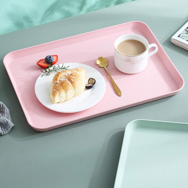 Roucerlin 2Pcs 137 x 98 in Unbreakable Serving Tray Decorative Tray Great for Dinner Tea Bed Bar Breakfast Food Pink - Image 2