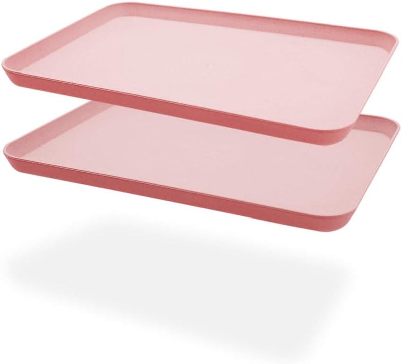 Roucerlin 2Pcs 137 x 98 in Unbreakable Serving Tray Decorative Tray Great for Dinner Tea Bed Bar Breakfast Food Pink - Image 1