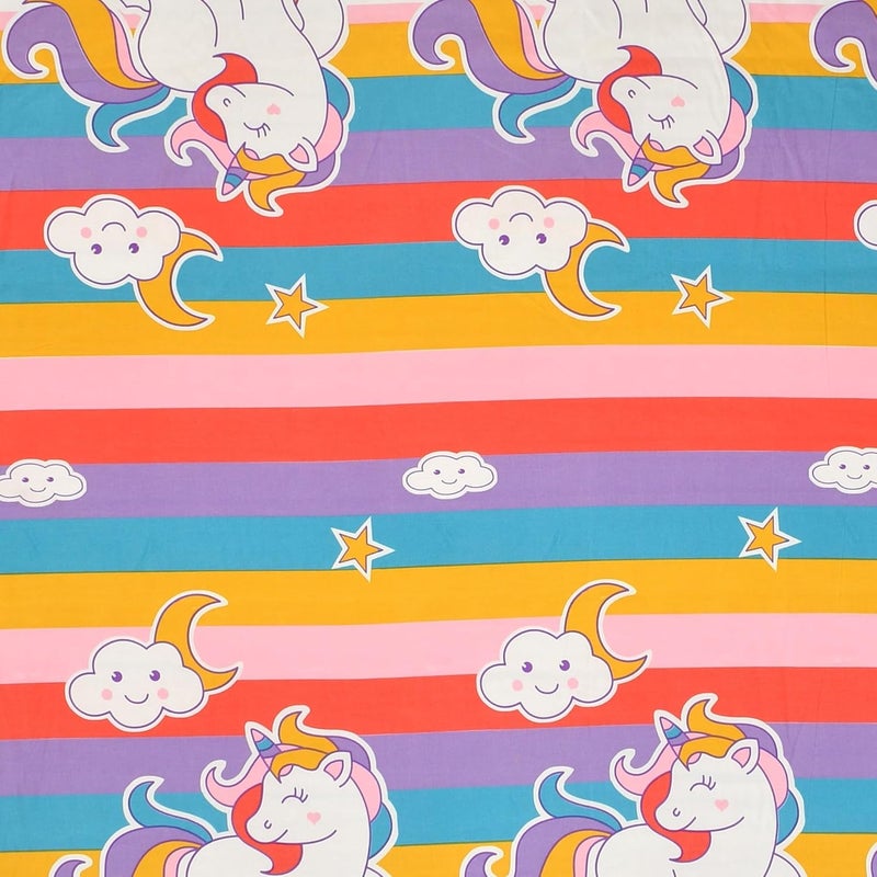 DECOREZA 350 TC Queen Size Elastic Fitted Bedsheet with Deep Pocket Cotton Feel Bed Sheet for Double Bed, Soft, Breathable & Wrinkle-Resistant, Includes 2 Pillow Covers, Size - 60"x78" Unicorn - Image 5