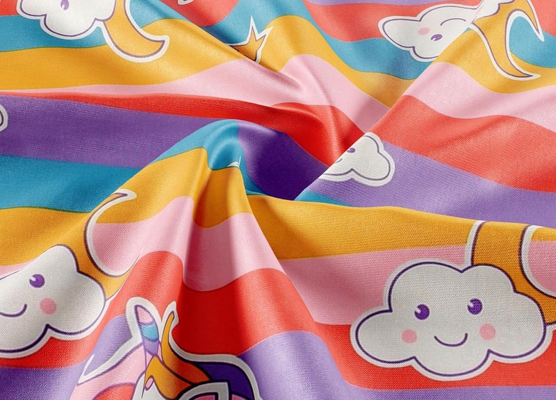 DECOREZA 350 TC Queen Size Elastic Fitted Bedsheet with Deep Pocket Cotton Feel Bed Sheet for Double Bed, Soft, Breathable & Wrinkle-Resistant, Includes 2 Pillow Covers, Size - 60"x78" Unicorn - Image 4