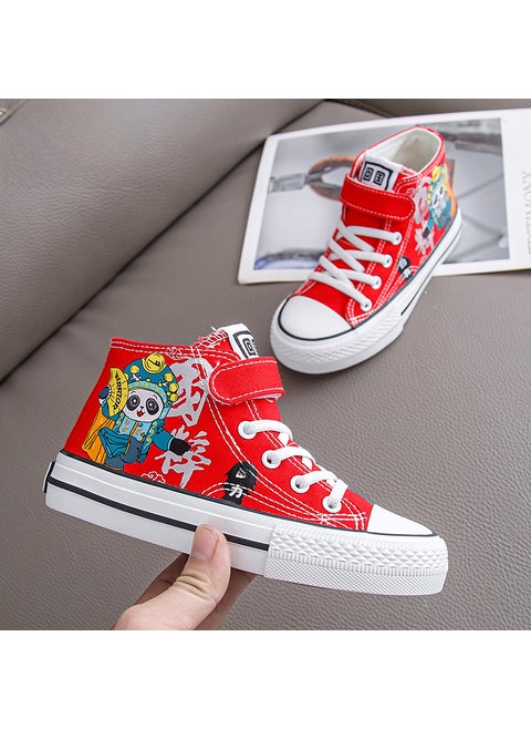 Kids High-Top Canvas Sneakers Cartoon Unisex 2023 0930 Red