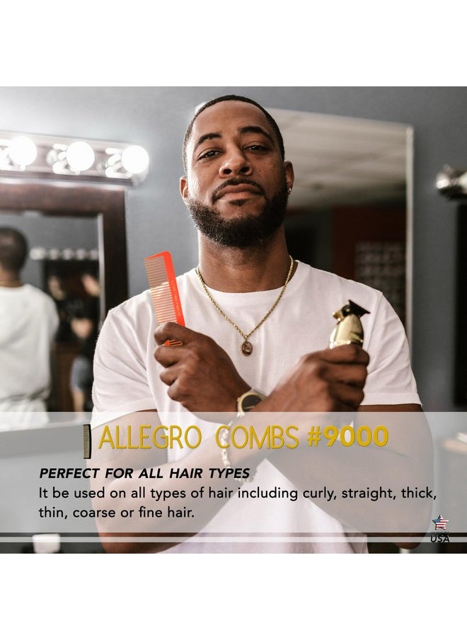 Allegro Combs Allegro Combs 9000 Clipper Blending Cutting Wide Teeth Hair Comb For Fading Barbers Hairstylist Men Women Shower Comb Shampoo Styling 2 Piece (Neon Orange)  - Image 5
