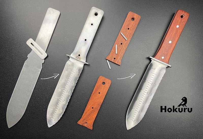 HOKURU Hori Hori Knife - Landscaping, Digging, Weeding, Cutting, Planting Gardening Tool With Leather Sheath, Stainless Steel Blade and Sharpening Stone - Image 5