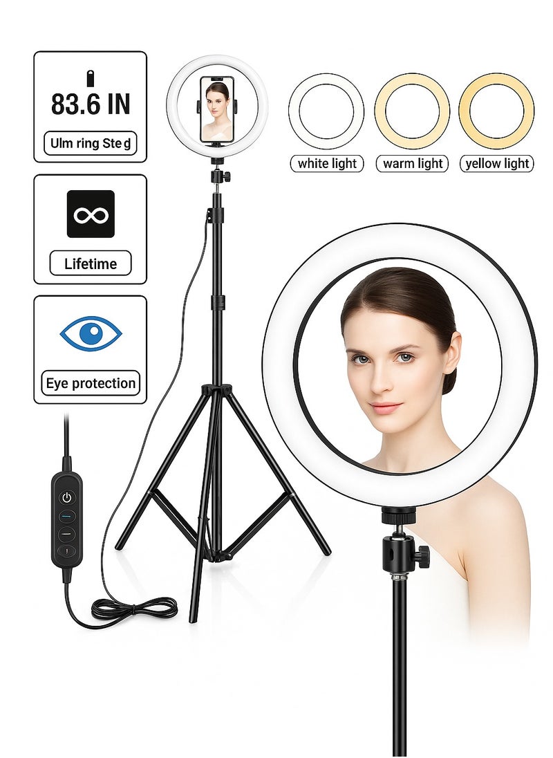 Edots 10 Inch Ring Light with Tripod Stand & Dual Phone Holder | LED Selfie Light for Live Streaming, TikTok, Makeup & Video Recording – Multicolor  - Image 1