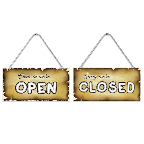 CVANU Unique Business Sign Open and Closed, Double-Sided Sign Wall Decor for Bar, Restaurants, Cafes Pubs, Business Purpose (10inch x 5inch) - Image 2