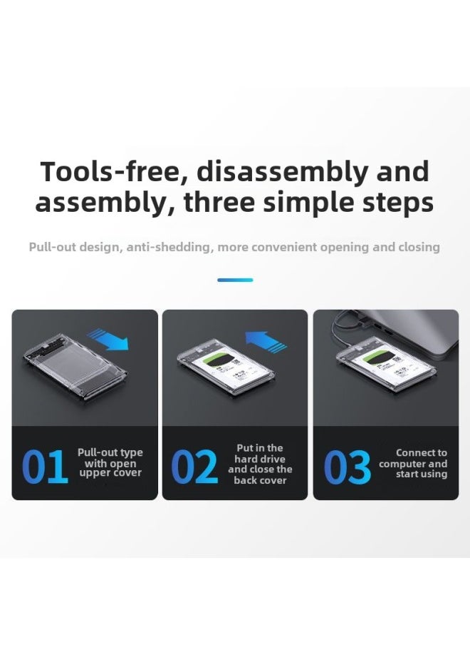 Generic 2.5 Inch Notebook Mobile Hard Disk Box Hard Disk External Box USB3.1 Mechanical Solid State Drive Ssd Transmission Bz-Color:▓Usb-3.0-pull Model + Type-c Adapter░  - Image 4