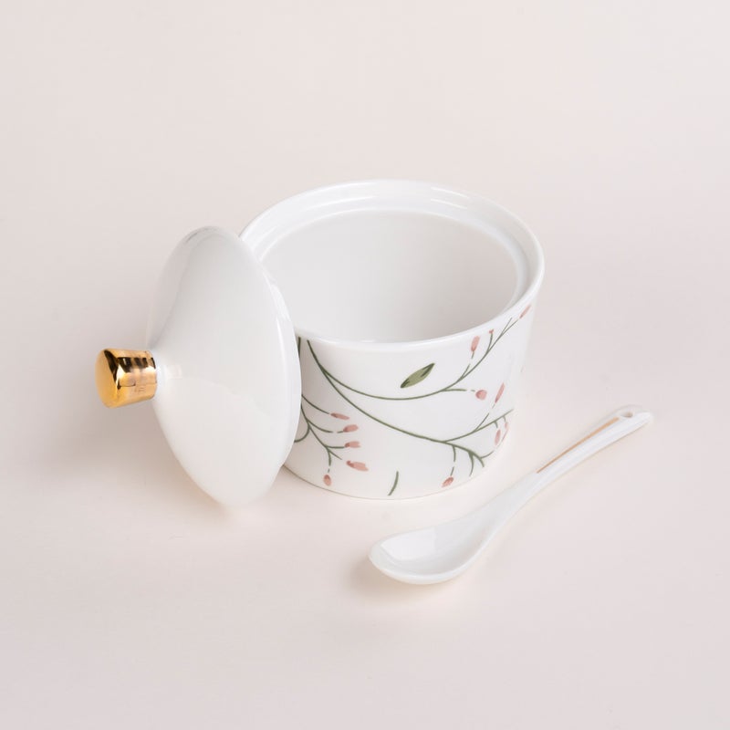 دلتي طقم شاي وقهوة سعودية زجاج وبورسلان أبيض 18 قطعة - Image 5