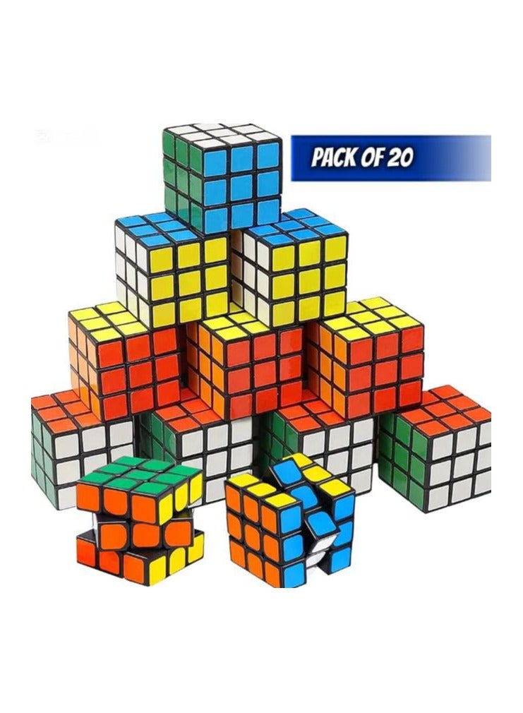 Mini Magic Puzzle Cubes – Pack of 20 Colorful Brain Teaser Party Favor Toys for Kids, Great for Birthday Goodie Bags, Classroom Gifts & Fun Learning Activities  - Image 1