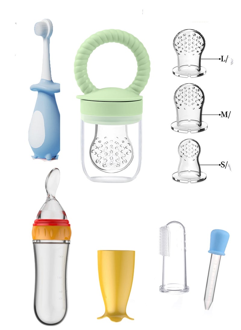 Generic - 4-in-1 Silicone Baby Feeder And Cleaner Set For 6 Months+ Silicone Pouch Kid Toothbrush Food Grade Soft Silicone Whole-Mouth-Baby-Toothbrush for Kids Pacifier Teething-Infant-to-Toddler Training Toothbrush - Image 1