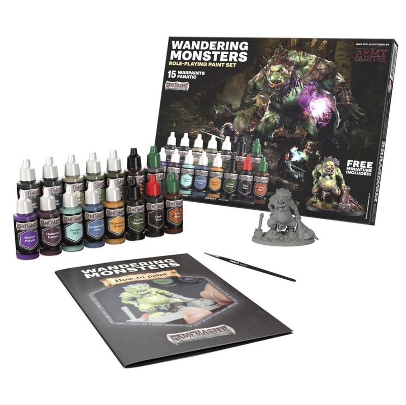 The Army Painter, GameMaster: Wandering Monsters Role-playing Paint Set, 15x18 ml Fanatic Acrylic Paints, incl. Metallics, Wash, Primer, 1 Brush & 1 Free Miniature - For Warhammer & Dnd - Image 2