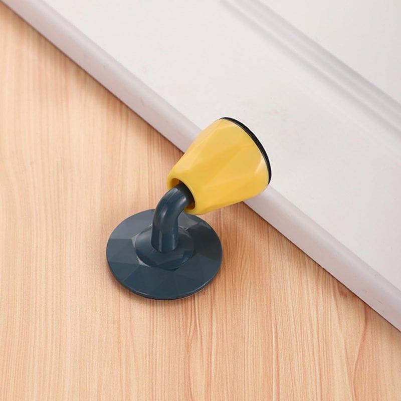 2pcs Blue Yellow Curved Rubber Door Stops Non Punch Installation Floor Protector - Image 5