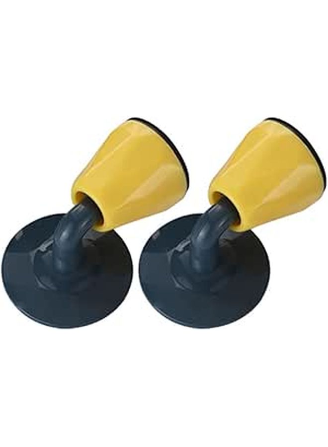 2pcs Blue Yellow Curved Rubber Door Stops Non Punch Installation Floor Protector - Image 1