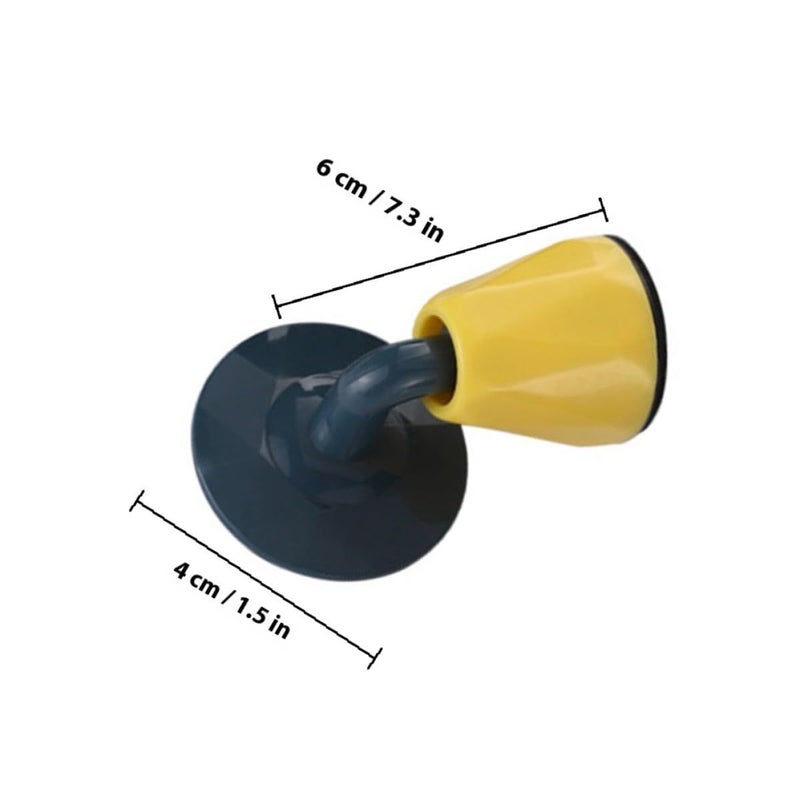 2pcs Blue Yellow Curved Rubber Door Stops Non Punch Installation Floor Protector - Image 3