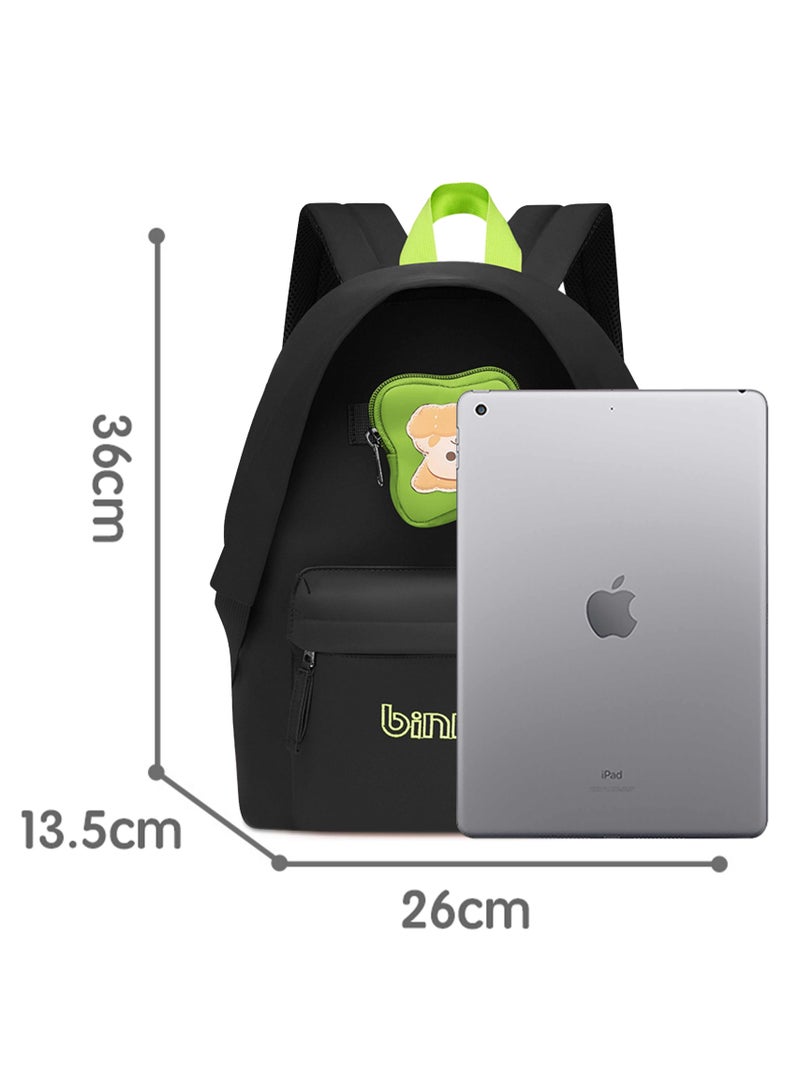 Binnes Premium 14-inch Kids Backpack Light Weight Water Resistant Multifunctional School Backpack for Girls and Boys, BNS6015, Black - Image 4