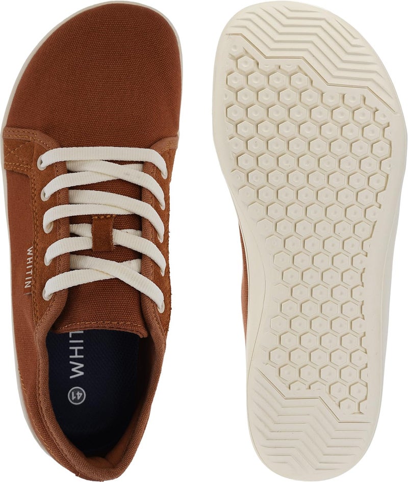 WHITIN Men's Canvas Barefoot Shoes | Wide Toe-Box | Zero-Drop Sole Size 10 Brown Beige 44 - Image 5