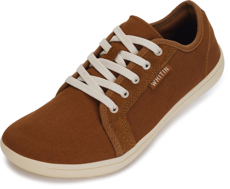 WHITIN Men's Canvas Barefoot Shoes | Wide Toe-Box | Zero-Drop Sole Size 10 Brown Beige 44 - Image 1