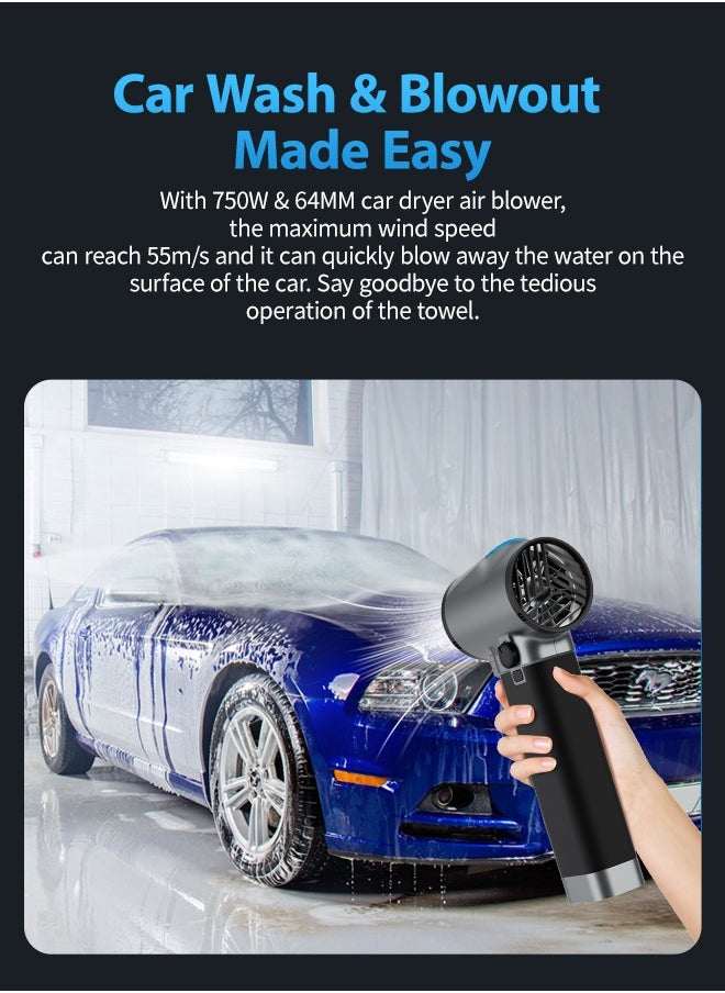 Air Blower Turbo Blower for Water Blowing and Removing Sand from Cars, 750W Max Power, 1400g Thrust