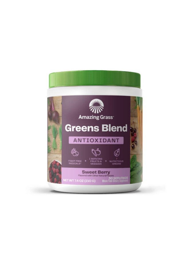 Amazing Grass Greens Blend Antioxidant: Super Greens Powder Smoothie Mix With Organic Spirulina Beet Root Powder Elderberry Bilberry Prebioitics & Probiotics Sweet Berry 30 Servings - Image 2