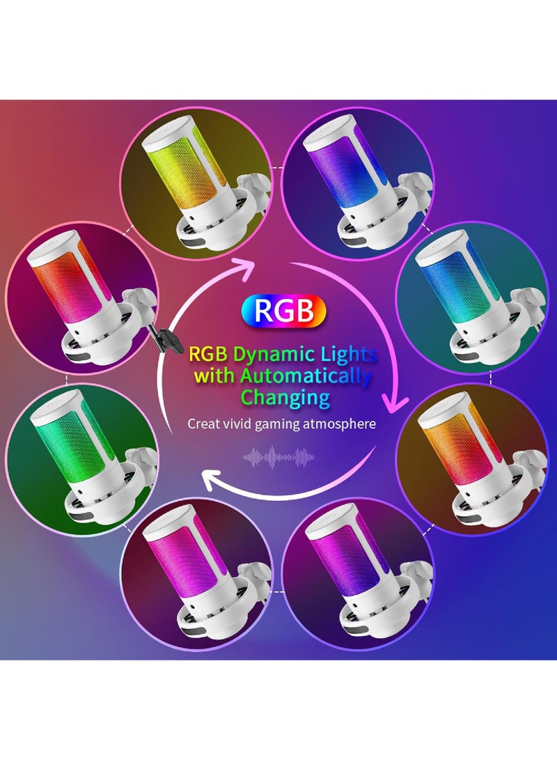 Rock Pow USB PC Gaming Microphone with RGB Light. Condenser Microphone with Mute Button, Volume Control, 3.5mm Headphone Jack. Compatible with Windows, Mac OS, Smartphones  - Image 2
