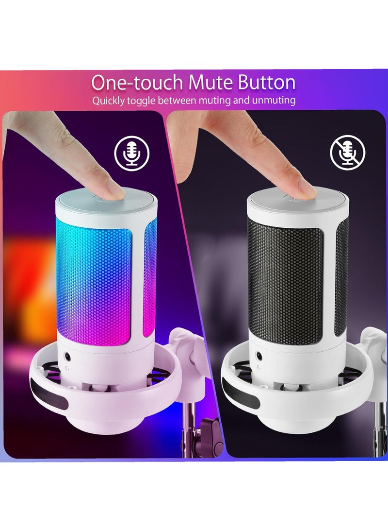 Rock Pow USB PC Gaming Microphone with RGB Light. Condenser Microphone with Mute Button, Volume Control, 3.5mm Headphone Jack. Compatible with Windows, Mac OS, Smartphones  - Image 3