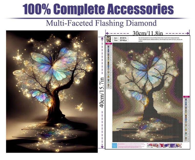 WUDWL Diamond Painting Kits for Adults - Tree of Life DIY 5D Diamond Art Kits Full Drill Diamond Dots Paintings with Diamonds Gem Art and Crafts Home Decor 12x16inch - Image 3