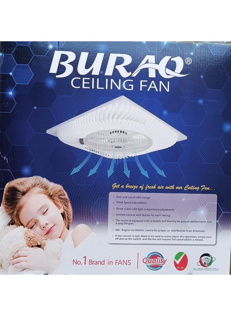 BURAQ BCF-R6060R – BURAQ Wave Series 14” Recessed Ceiling Fan (60×60) | Silent 360° Airflow with Remote. - Image 3