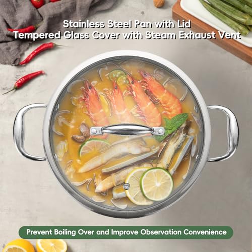 Lazycorner 11-Piece Pots and Pans Set, 18/10 Stainless Steel Cookware Set, Induction Compatible, PFOA-Free Coating, Dishwasher Safe, Includes Frying Pan & Sauce Pan with Lids - Image 4