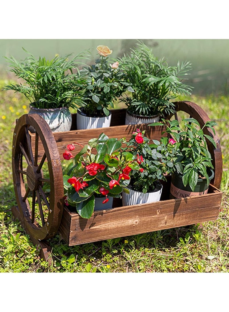DubaiGallery Carbonised anti-corrosion wood double layer flower standing juicy flower pot flower flower creative flower pot shape unique cute - Image 1