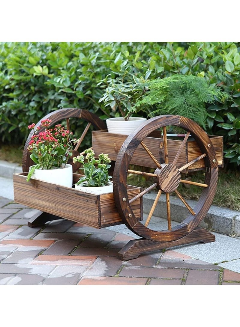 DubaiGallery Carbonised anti-corrosion wood double layer flower standing juicy flower pot flower flower creative flower pot shape unique cute - Image 2