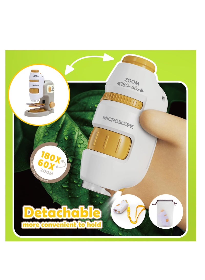 SOLARAE Pocket Microscope, 2 in 1 Detachable Microscope, 60-180x Mini Portable Microscope with 12pcs Specimens, Portable Handheld Microscope, for Students Adults Observation, Lab Study, STEM Educational - Image 3