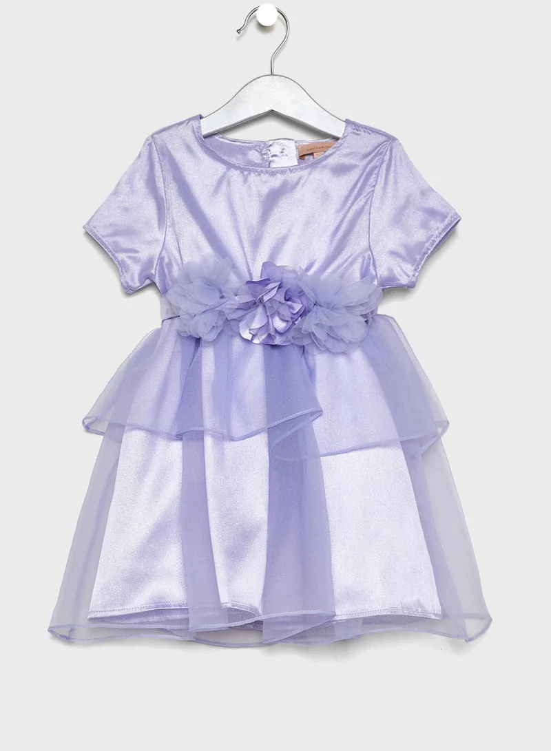 ANOTAH Kids Layered Mesh Detail Dress