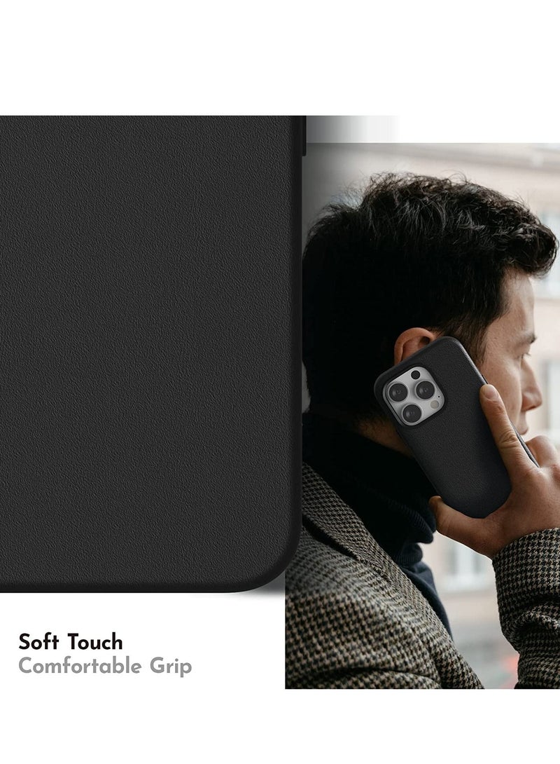 TIGER Black Leather Case for iPhone 14 Pro Max (6.7 Inch) | Premium PU Leather Protective Phone Cover with Soft Microfiber Lining & Metallic Buttons | Slim Fit Shock-Resistant Case for iPhone 14 Pro Max (2022) | Elegant Anti-Scratch Grip-Friendly Design - Image 2