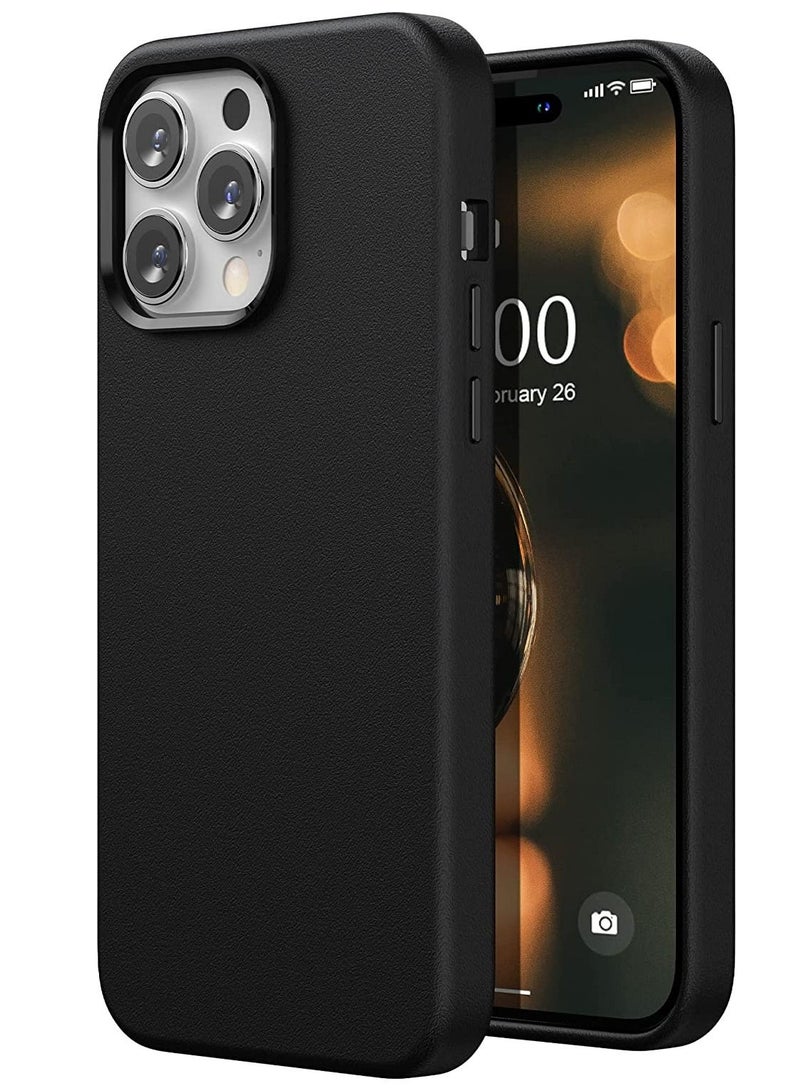 TIGER Black Leather Case for iPhone 14 Pro Max (6.7 Inch) | Premium PU Leather Protective Phone Cover with Soft Microfiber Lining & Metallic Buttons | Slim Fit Shock-Resistant Case for iPhone 14 Pro Max (2022) | Elegant Anti-Scratch Grip-Friendly Design - Image 1