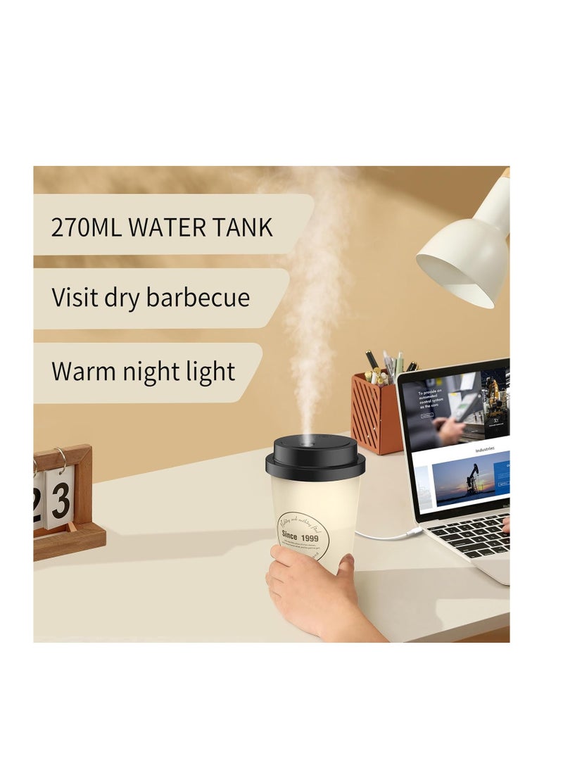 Excefore Car Humidifier, 270ml Cool Mist Humidifiers, Usb Mini Humidifier, Personal Humidifier With Night Light for Plants, Office, Car, Baby Room - Quiet Mini Humidifier - Image 4