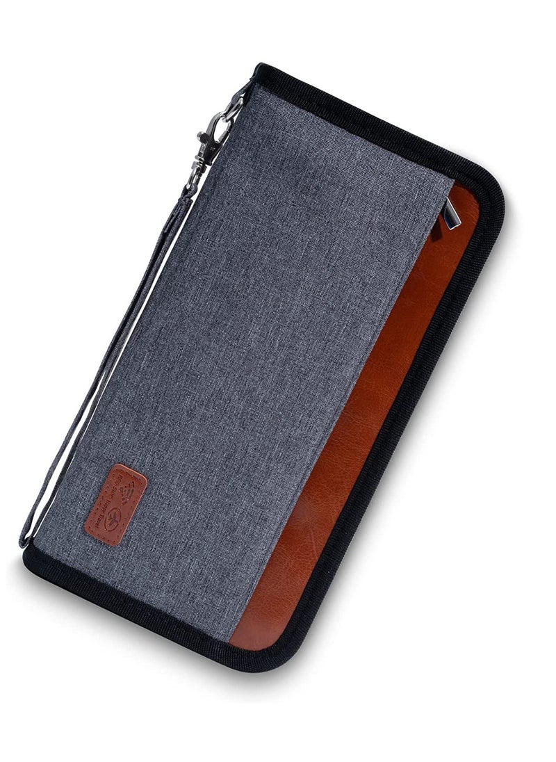 Generic - Travel Wallet and Family Passport Holder Organizer with RFID Blocking, Zippered Compartment for ID, Money, Tickets, and Luggage Tag - Durable Materials (Gray) - Image 1