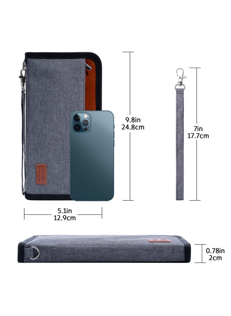 Generic - Travel Wallet and Family Passport Holder Organizer with RFID Blocking, Zippered Compartment for ID, Money, Tickets, and Luggage Tag - Durable Materials (Gray) - Image 1