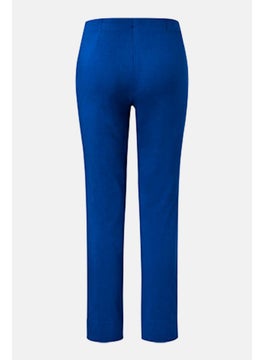 Tchibo Women Slim Fit Solid Stretchable Pant, Blue  - Image 3