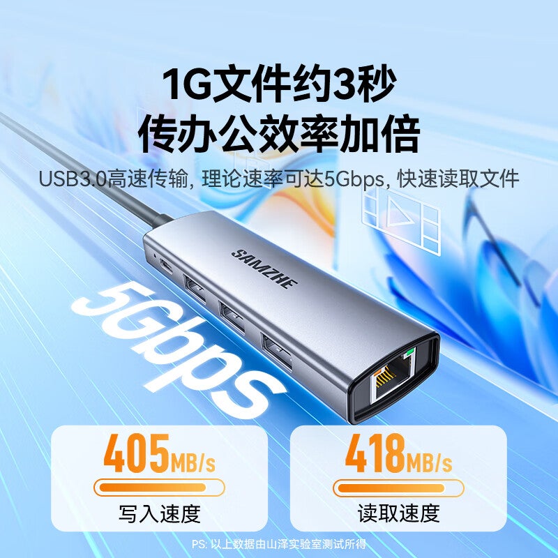 SAMZHE USB3.0 to Gigabit Ethernet Port Type-C Expansion Dock Splitter, Network Cable Adapter RJ45 for Apple 17 MacBook Huawei Laptops Conversion HWK1-S - Image 3
