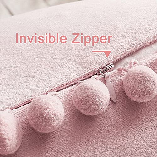 Topfinel Top Finel Blush Pink 24x24 inches Decorative Pillow Covers for Bed Couch Sofa  Soft Velvet Throw Pillow Covers Set of 2  Cute Square Cushion Covers for Spring Aesthetic Home Decor - Image 4