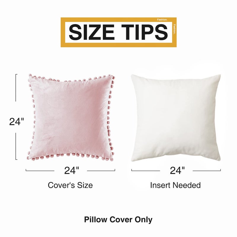 Topfinel Top Finel Blush Pink 24x24 inches Decorative Pillow Covers for Bed Couch Sofa  Soft Velvet Throw Pillow Covers Set of 2  Cute Square Cushion Covers for Spring Aesthetic Home Decor - Image 5