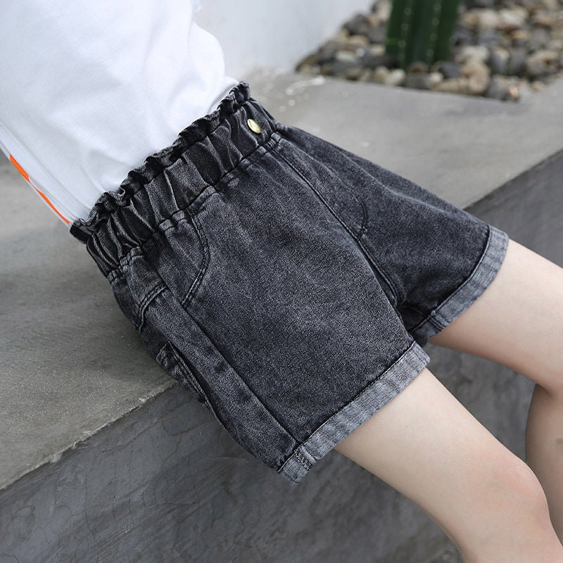 Girls' Denim Shorts Summer Western Style Children'S Big Baby Summer Outer Wear All-Match Thin Pants - Image 1