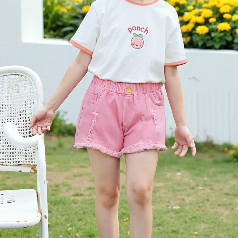 Girls' Denim Shorts Summer Western Style Children'S Big Baby Summer Outer Wear All-Match Thin Pants - Image 3