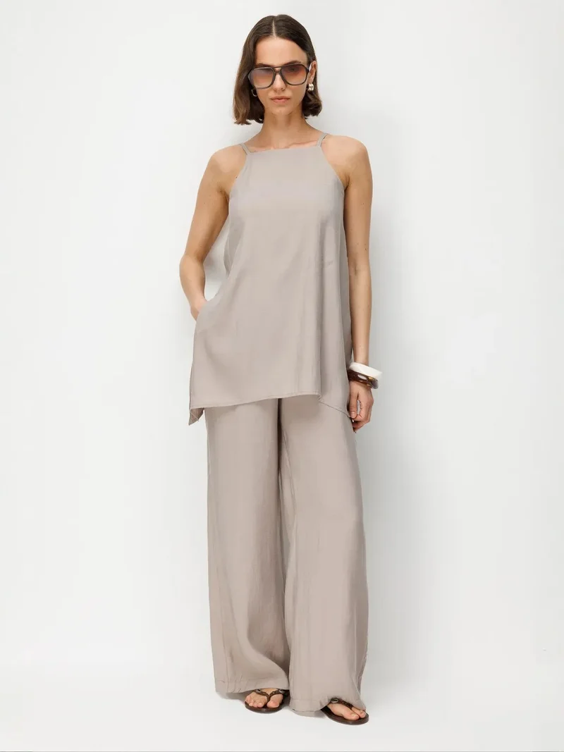 MIXRAY Wide-Leg Halter Jumpsuit