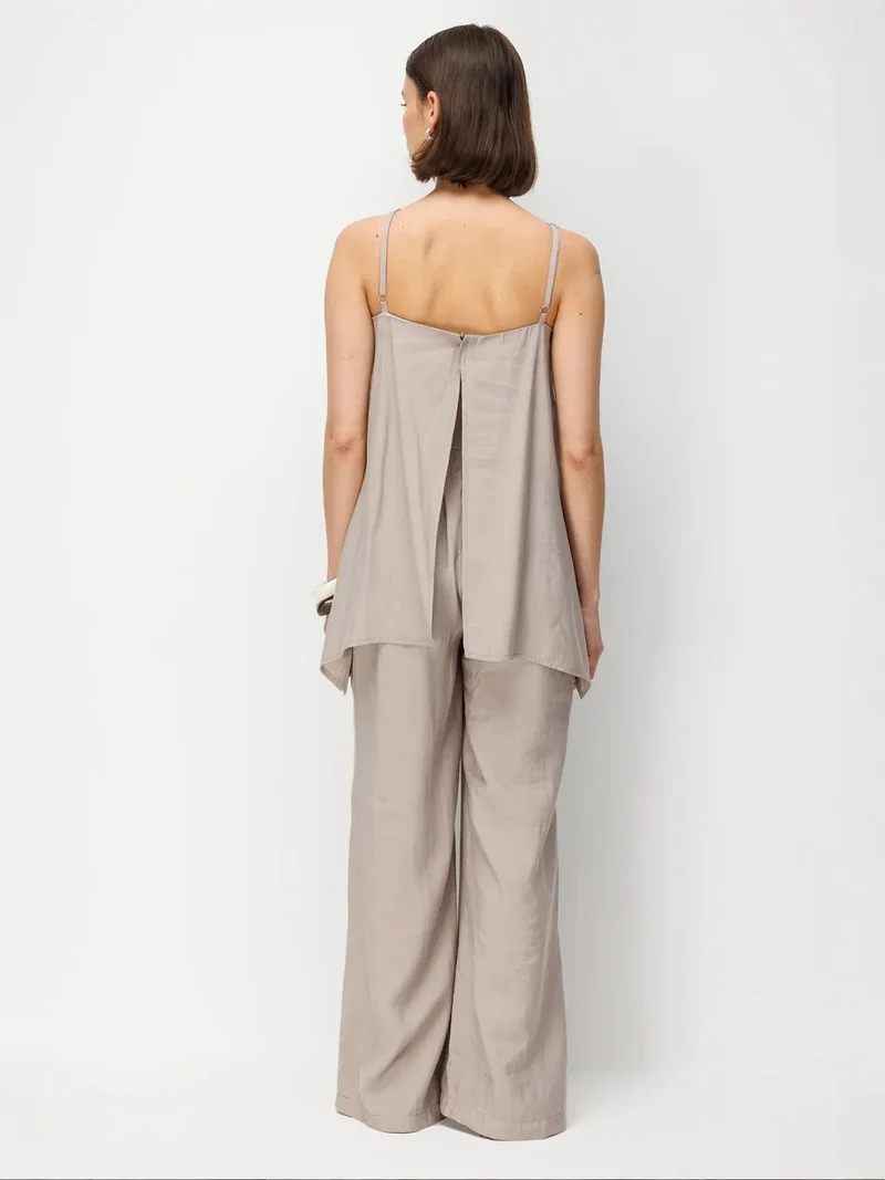 Mixray Stone Natural MIXRAY Wide-Leg Halter Jumpsuit for Women | Best Price UAE