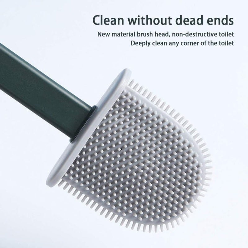 ODMART Silicone Toilet Brush with Slim Holder - Soft Bristle Bathroom Toilet Cleaner | Flexible Silicone Head Reaches Toilet Corners | Hygienic Stand for Compact Storage (Multicolor) - Image 5