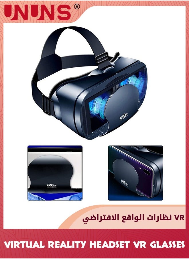 UNUNS VR Headsets,Virtual Reality Headsets,3D Glasses VR Goggles For TV Movies Video Games,Stereo VR Headphones Helmets Compatible With iPhone/Android 5"-7" Screen,VR Headsets For Kids Adults,Black  - Image 1