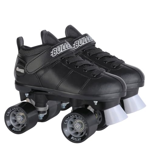 Chicago Skates Bullet Speed Quad Roller Skates Durable Top Performance IndoorOutdoor Youth Skate Shoes for Kids Boys Girls Beginner 62mm Urethane Wheels LowCut Ankle Boots for Agility 712