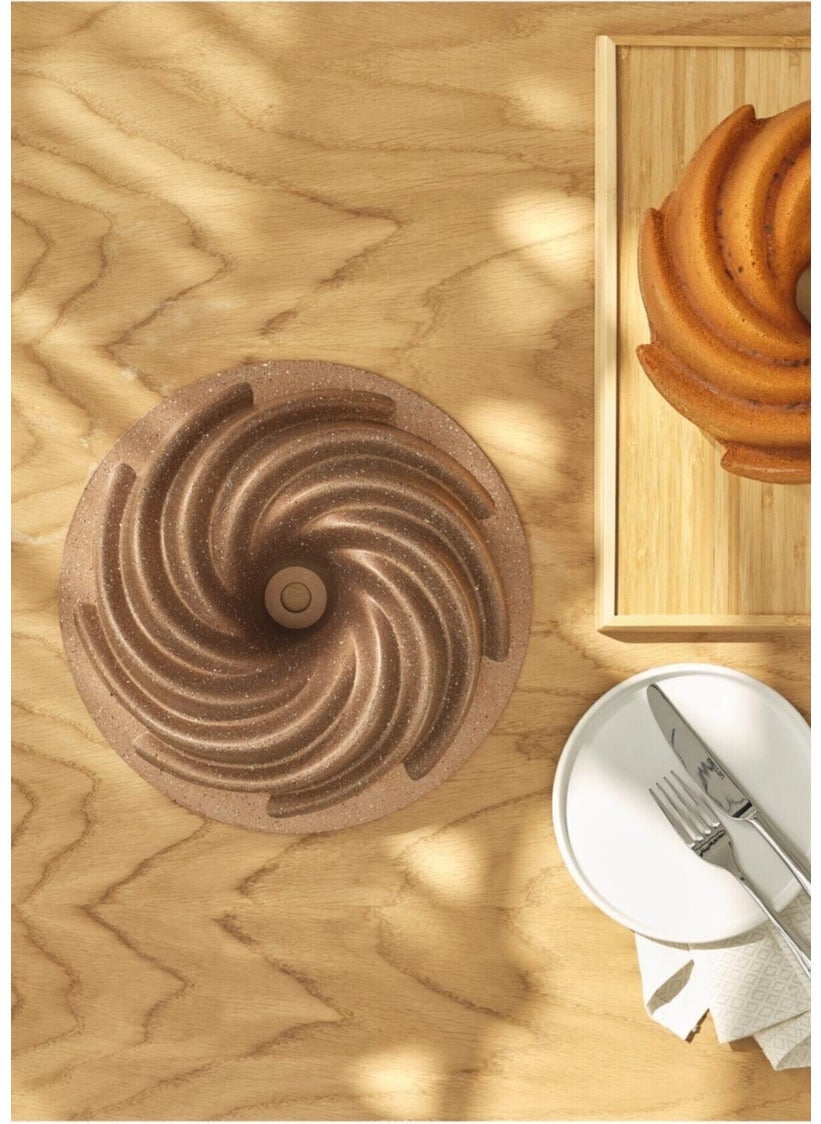 Deer Home - Değer Home Casting Granite Cake Mold Wind Rose-Gold 25 cm - Image 1