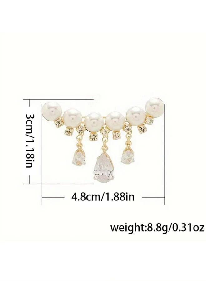 Take Two  Women Gold Faux Pearl Rhinestone Brooch for Women | Best Price UAE